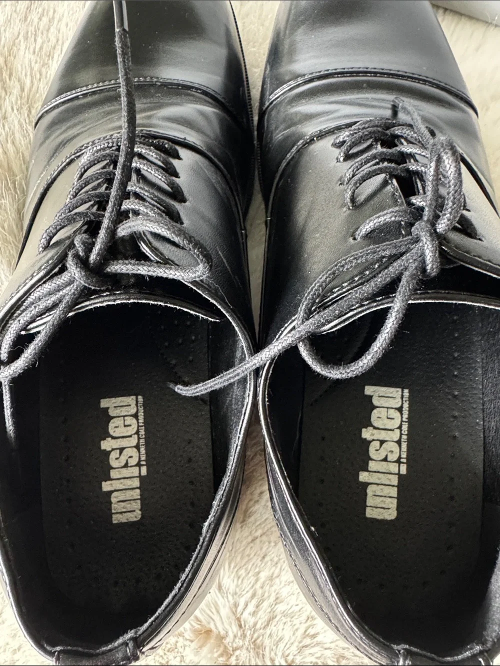 Kenneth Cole Black Cap-Toe Oxford Dress Shoes